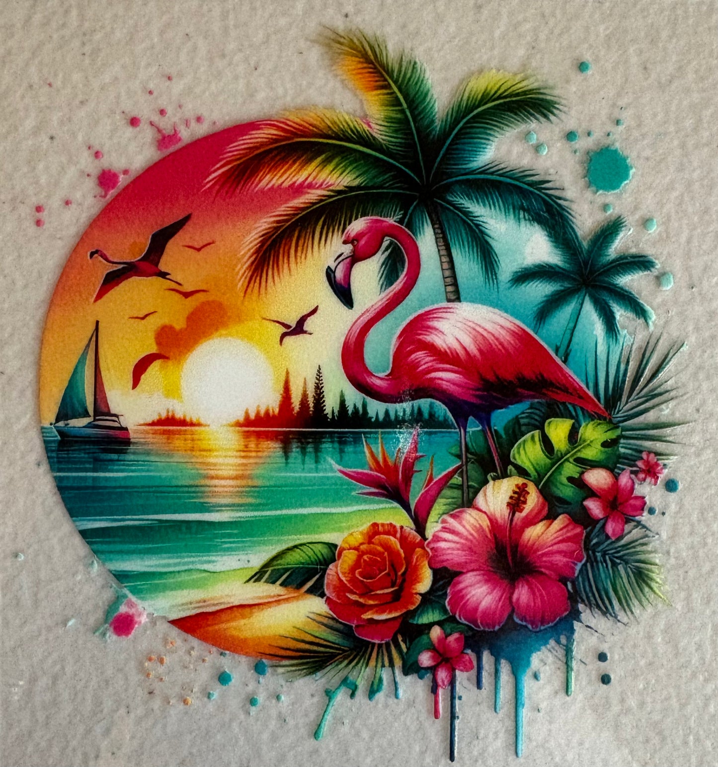 Flamingo Sunset Decal