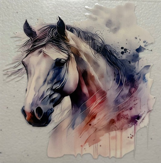 White Horse Watercolor Decal